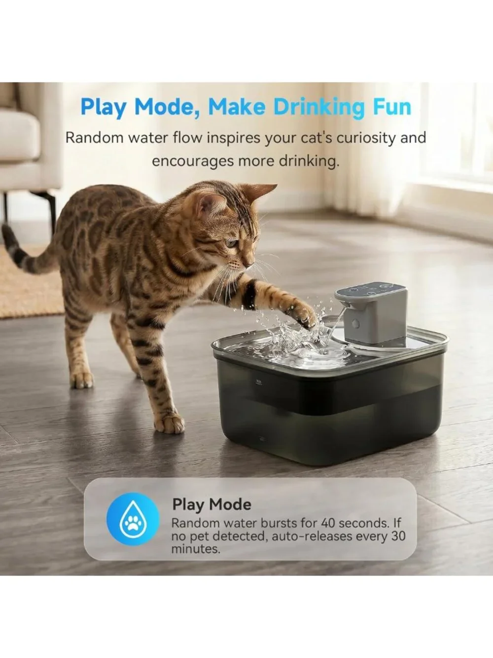 Rechargeable Wireless Cat Water Fountain 118oz - Motion Sensor, Ultra Quiet